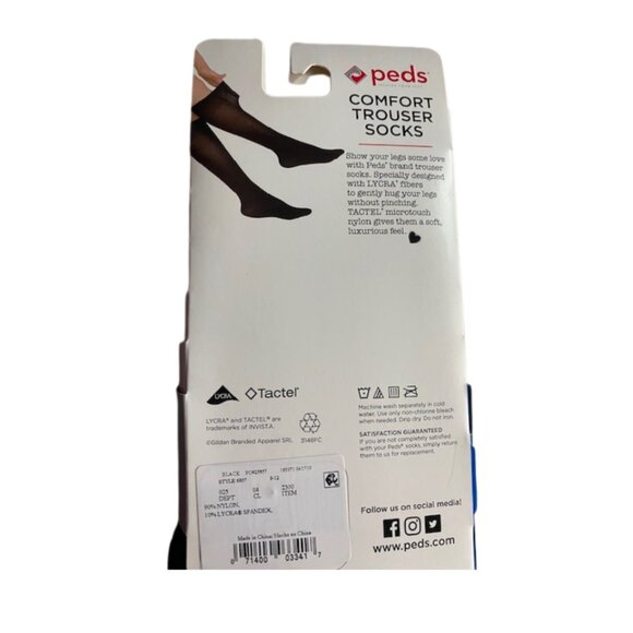 PEDS 12 Pair Non Binding Black Trouser Socks, Stay-Up Fit, Extended Size 8-12 - Picture 8 of 10